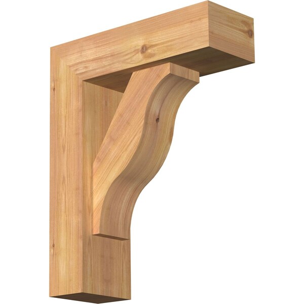 Ekena Millwork Funston Block Smooth Bracket w/ Offset Brace, Western Red Cedar, 5 1/2"W x 16"D x 20"H BKT0604X16X20FST05SWR - main